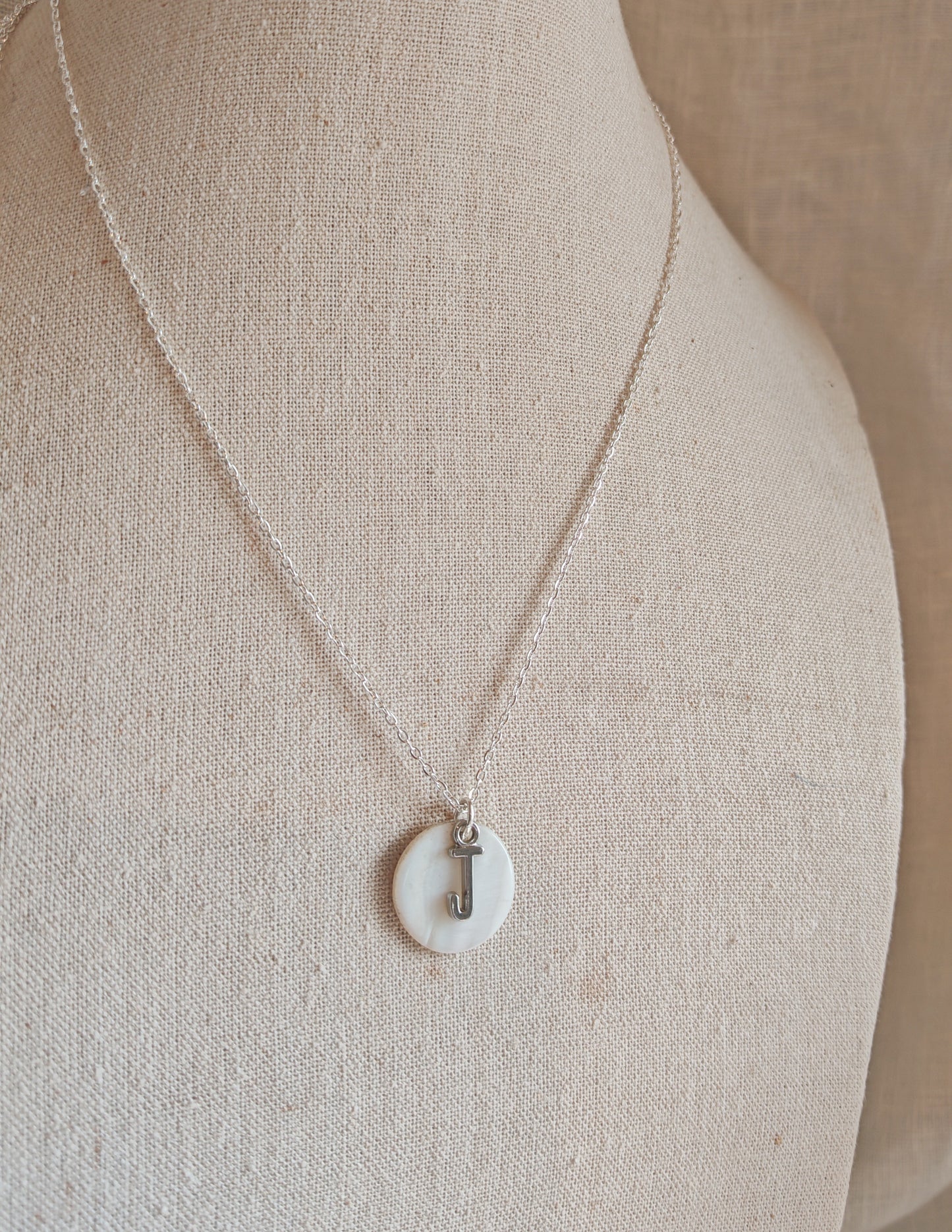 Initial Pearl coin silver plated necklaces