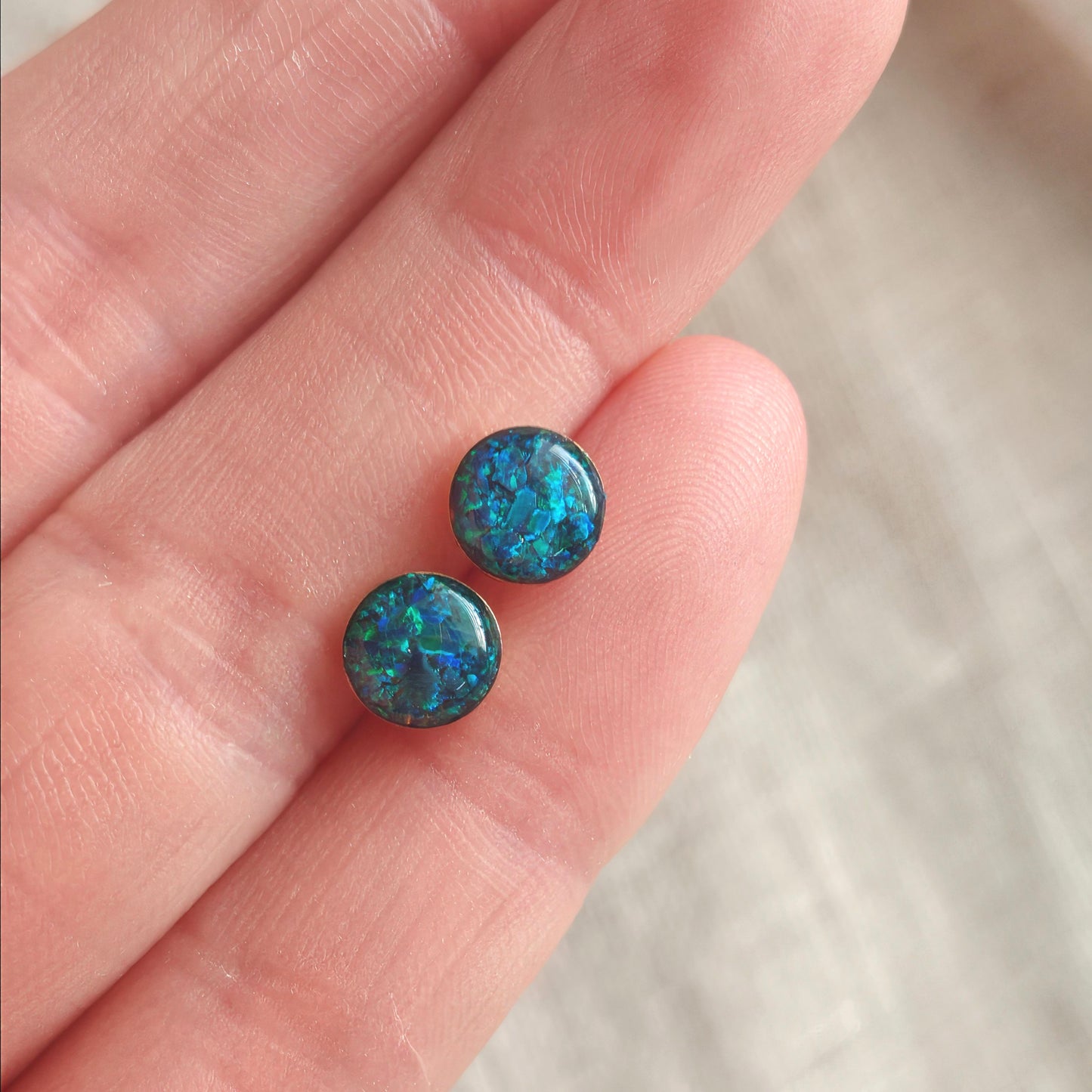 Crushed opal stud earrings
