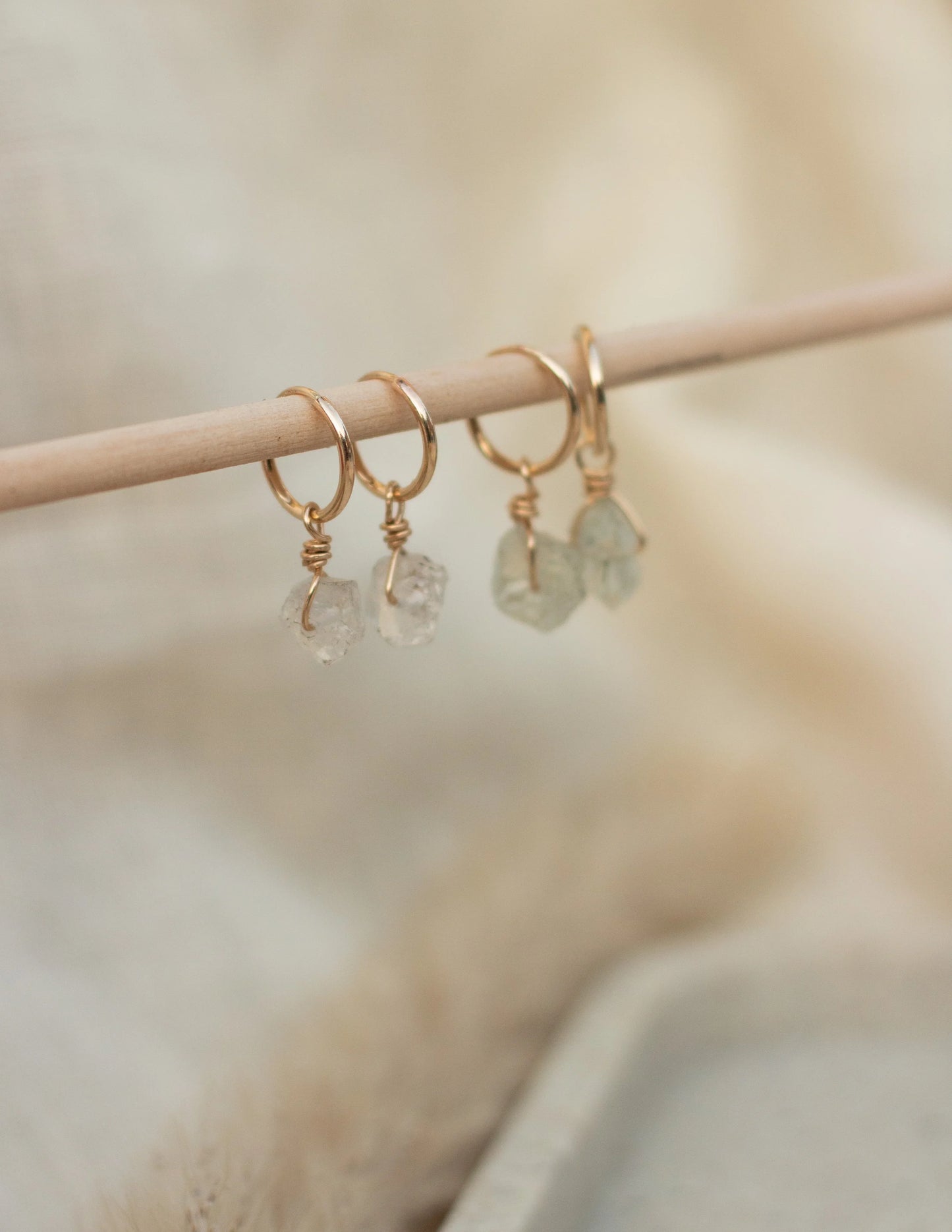 Small Aquamarine crystal hoop earrings