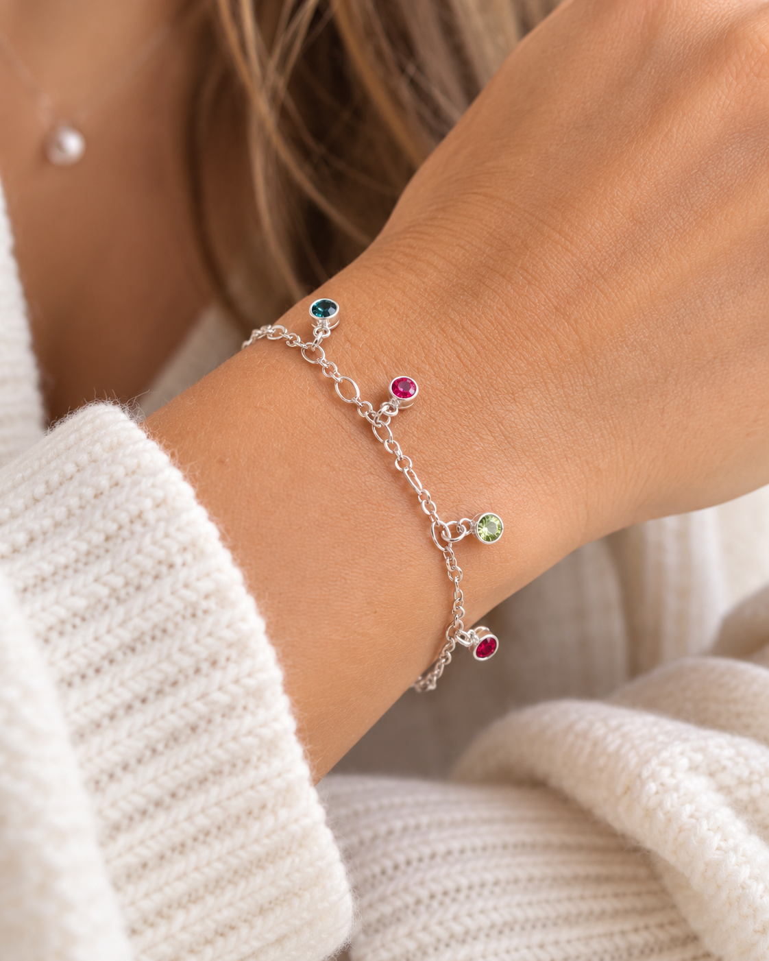 Family Birthstone Bracelet | Sterling Silver & Swarovski Crystals