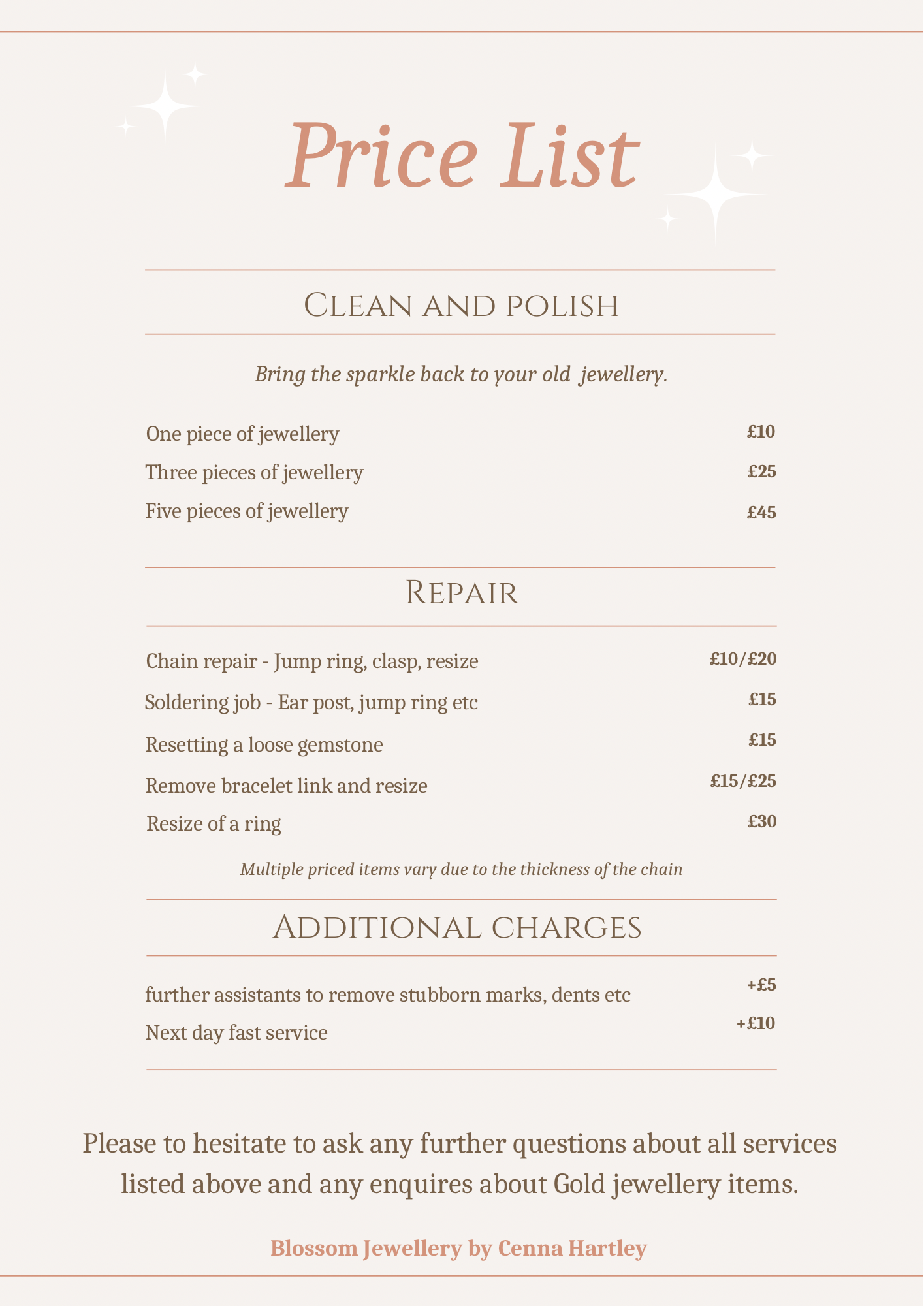 Polishing and cleaning jewellery (sterling silver)