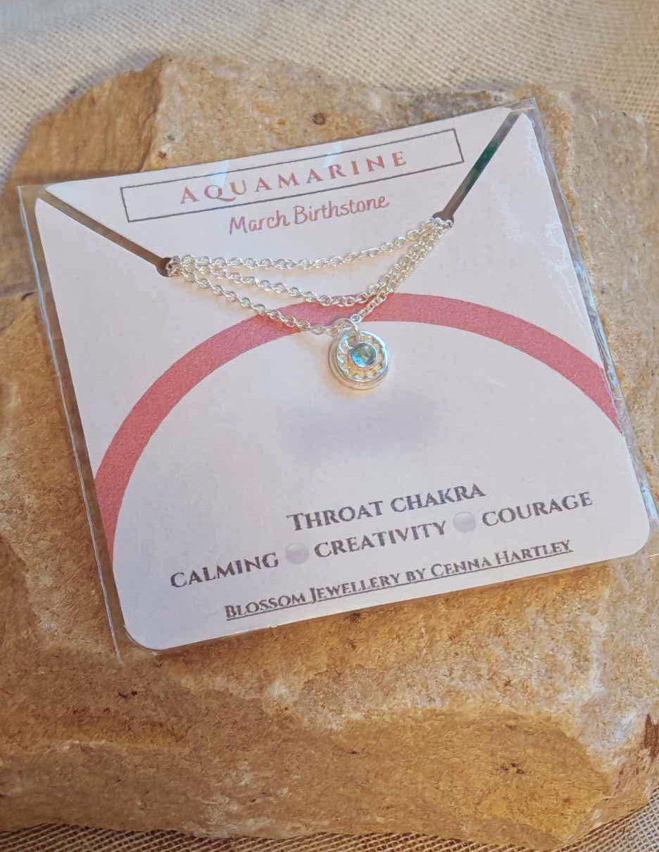 Tiny flower birthstone pendant necklace