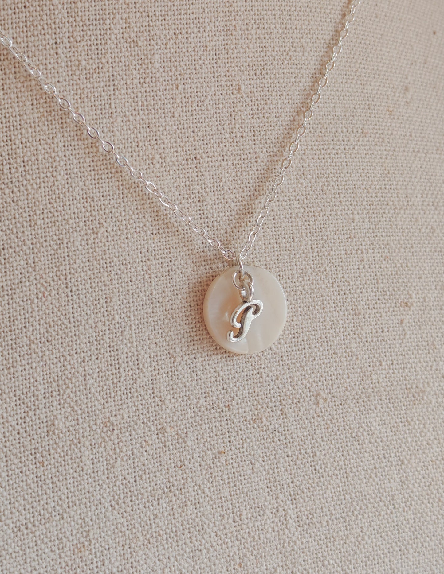 Initial Pearl coin silver plated necklaces