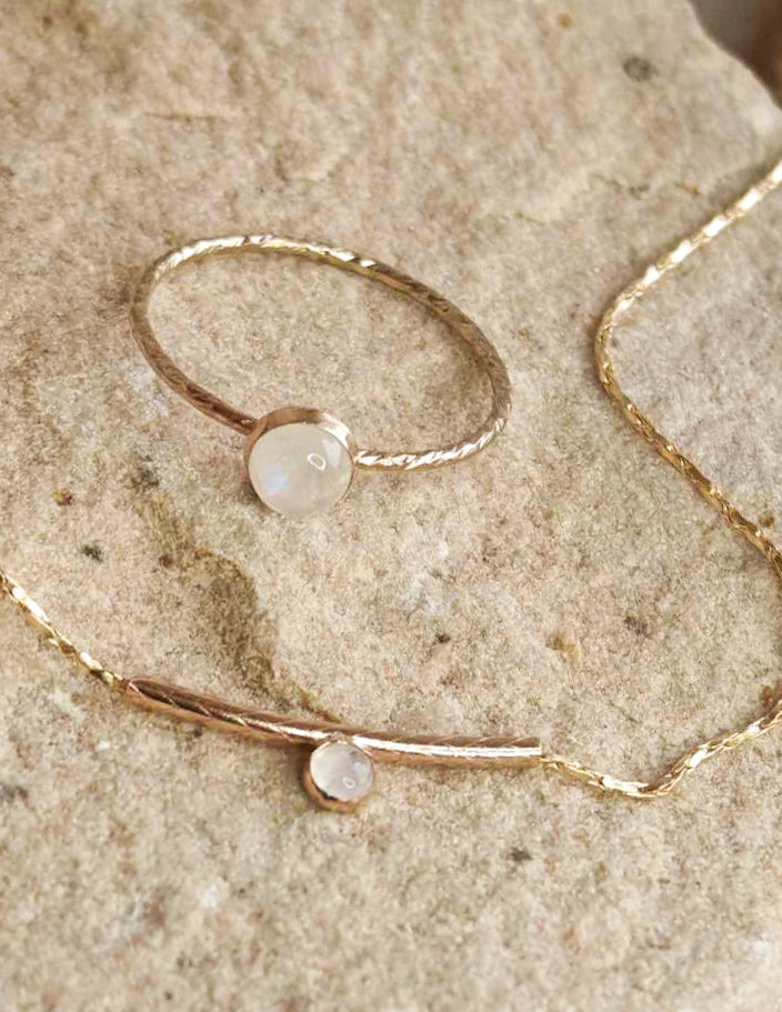Dainty gold filled moonstone ring