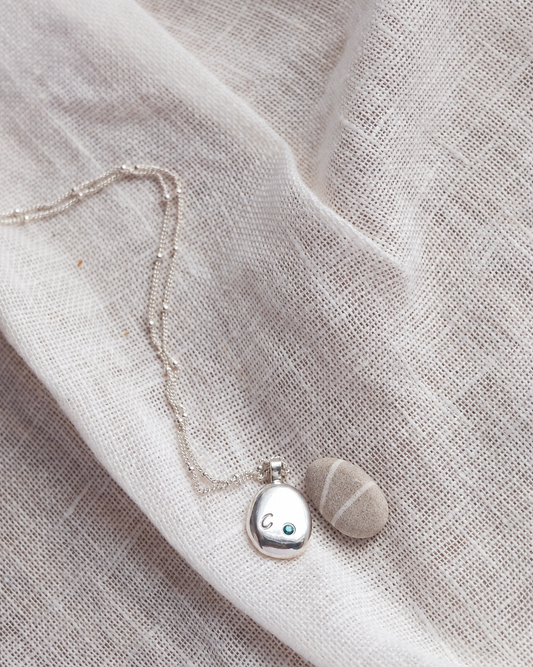 Personalised Pebble Birthstone Necklace - 3mm