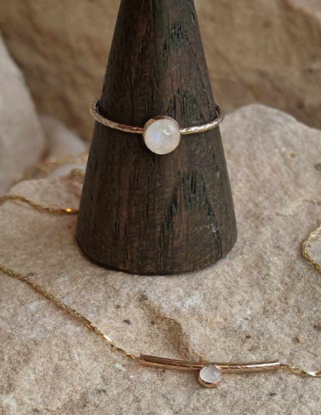 Dainty gold filled moonstone ring