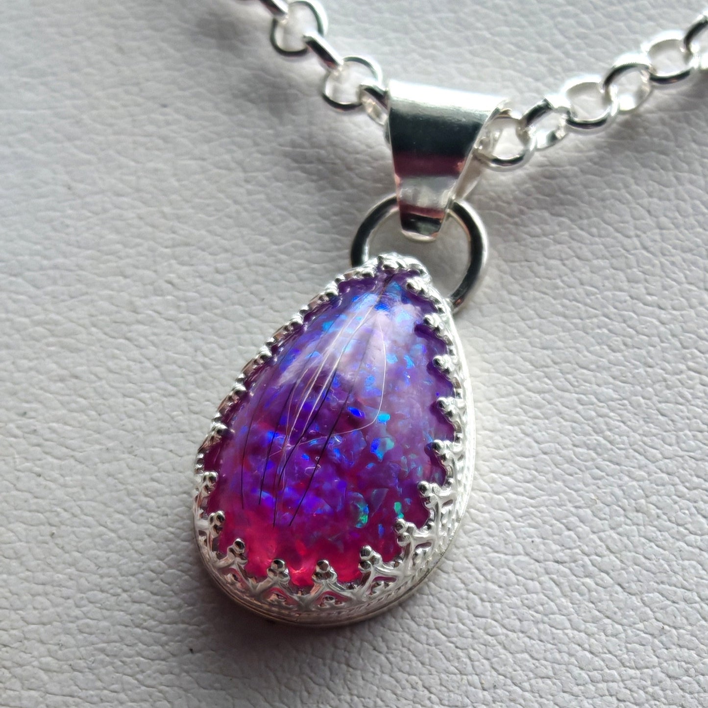 Pet hair memorial keepsake necklace.