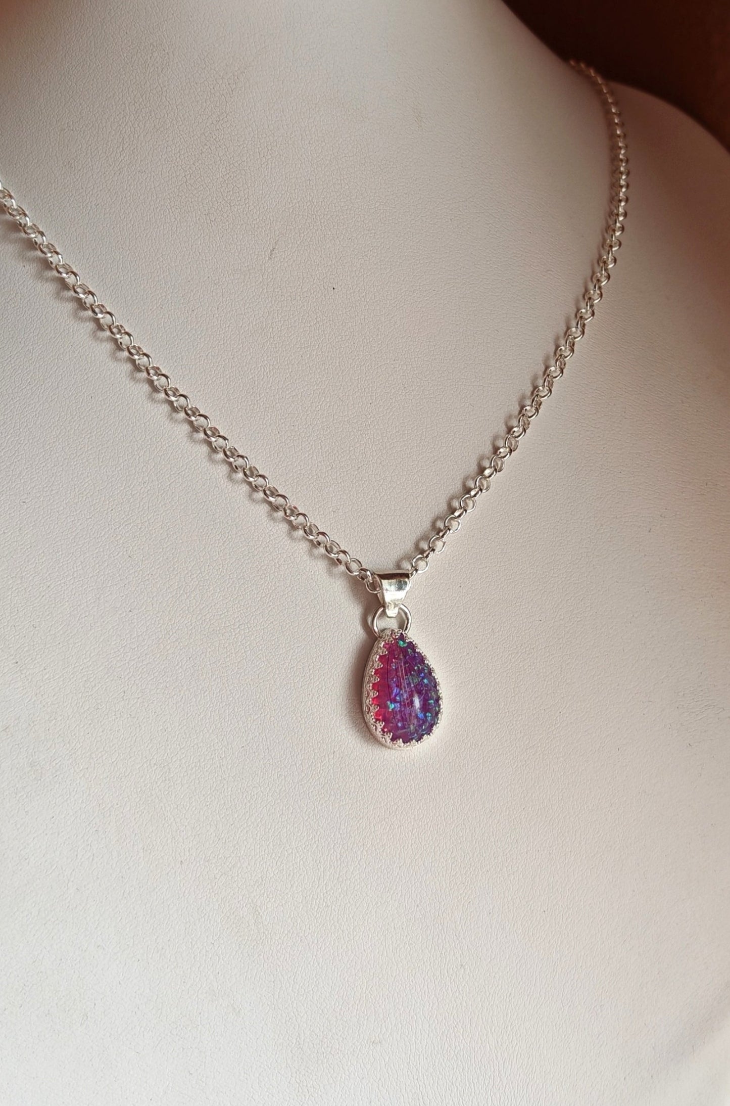 Pet hair memorial keepsake necklace.
