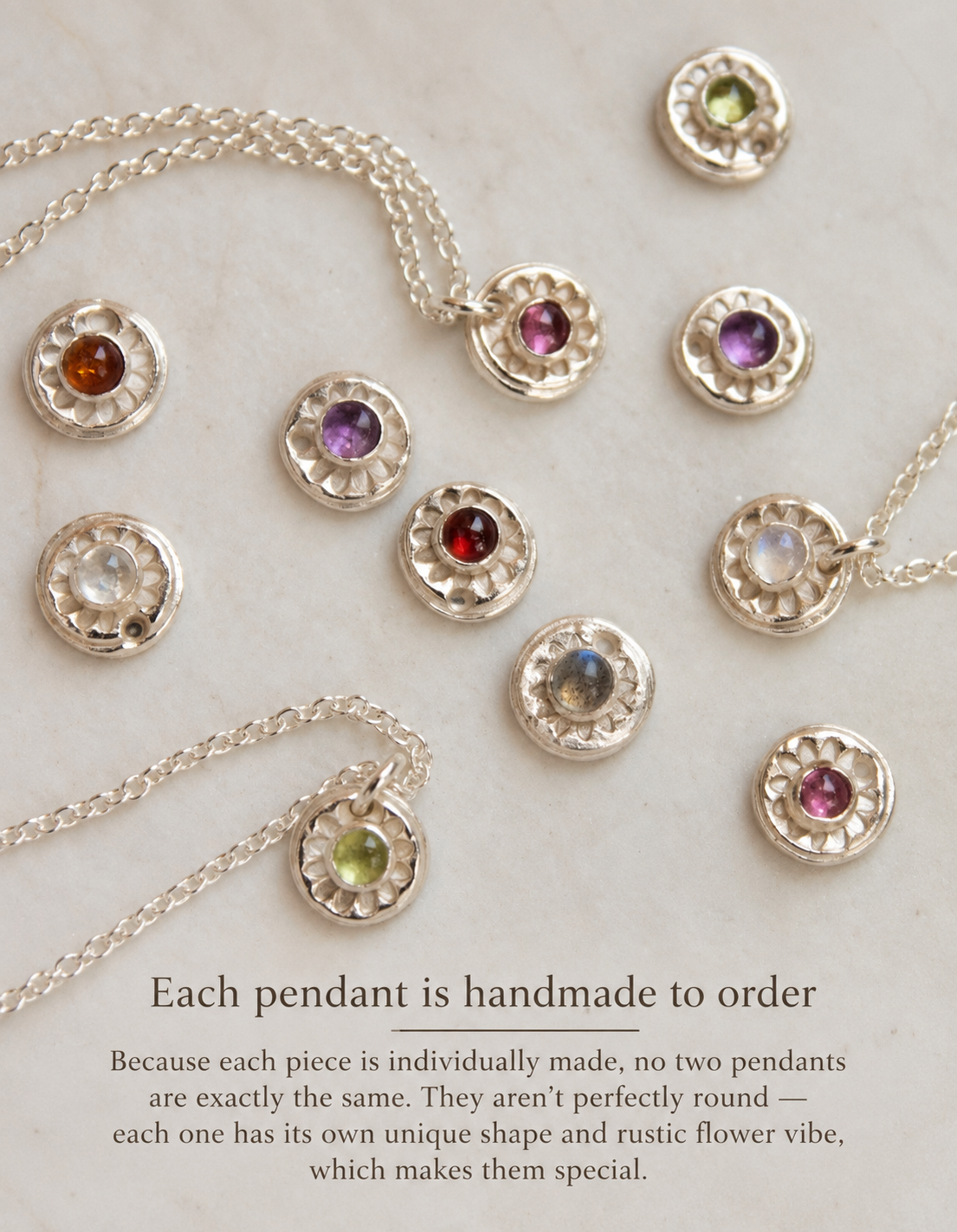 Tiny Flower Birthstone Necklace