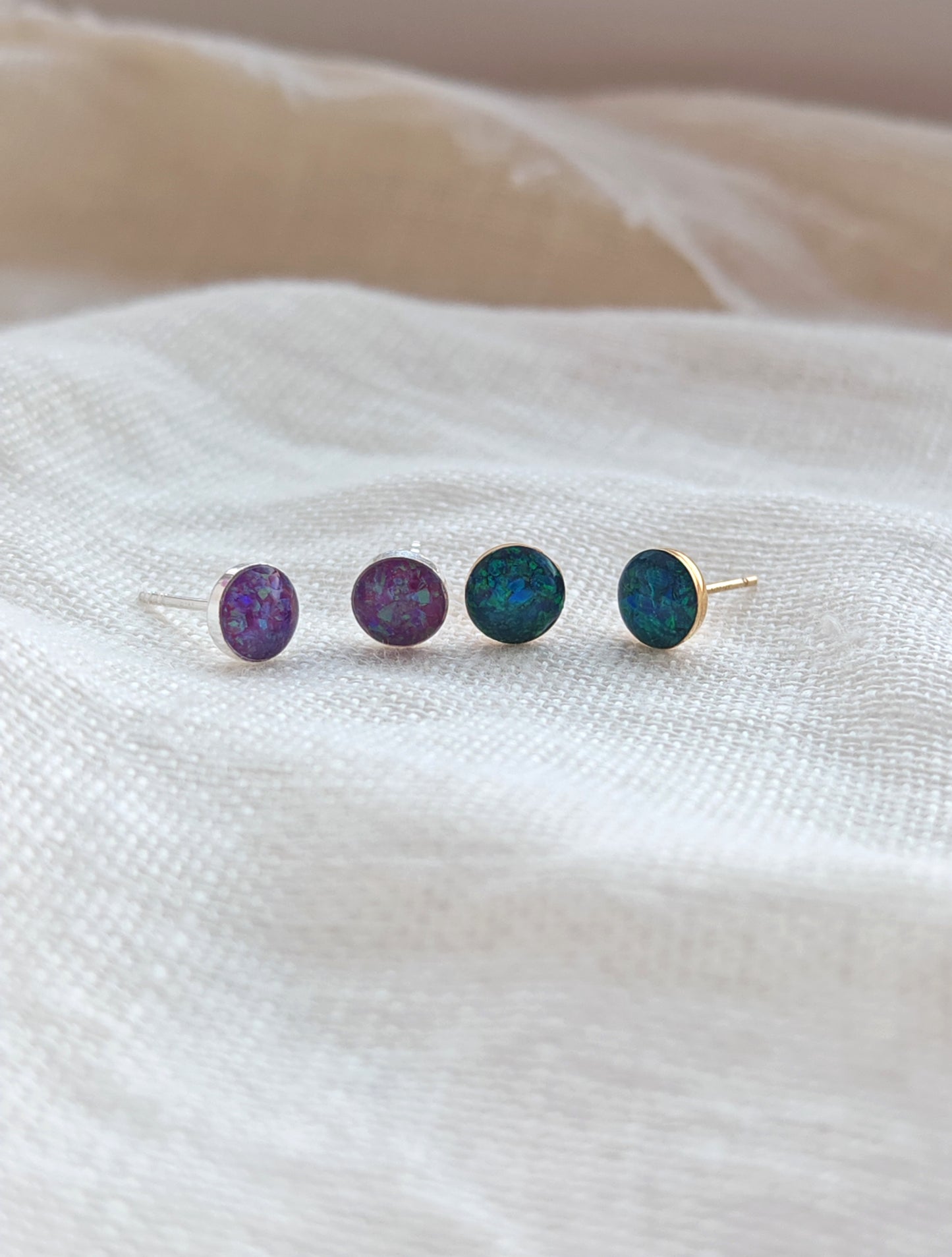 Crushed opal stud earrings