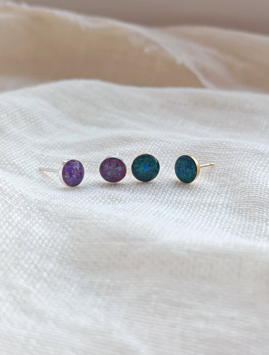 Crushed opal stud earrings