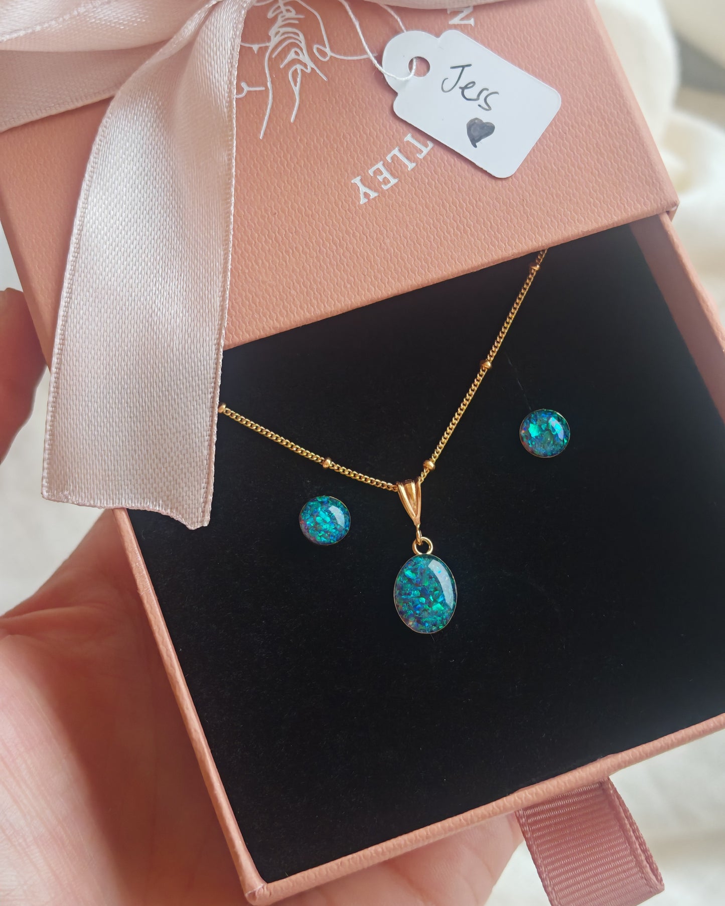 Crushed opal stud earrings