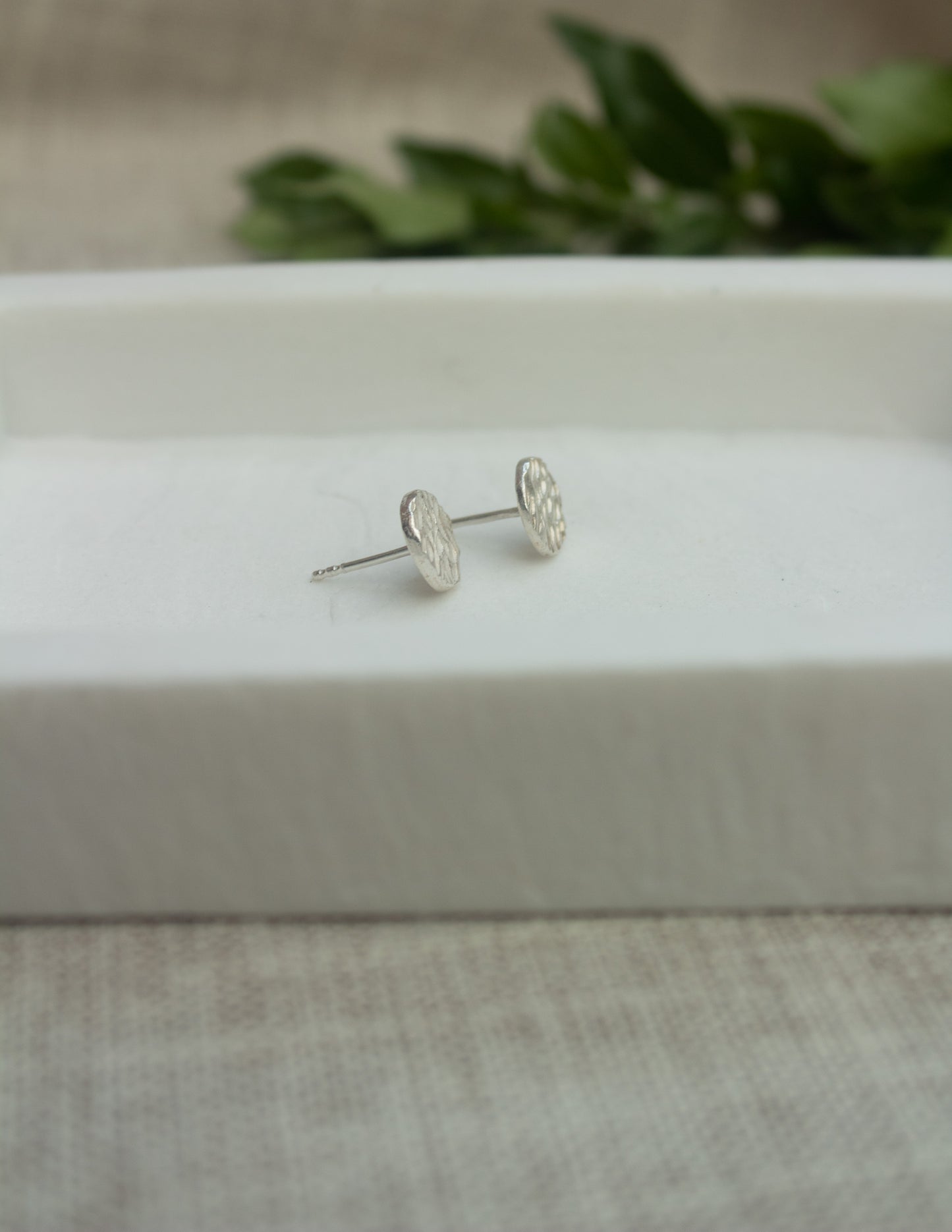 Flat hammered circle and square studs